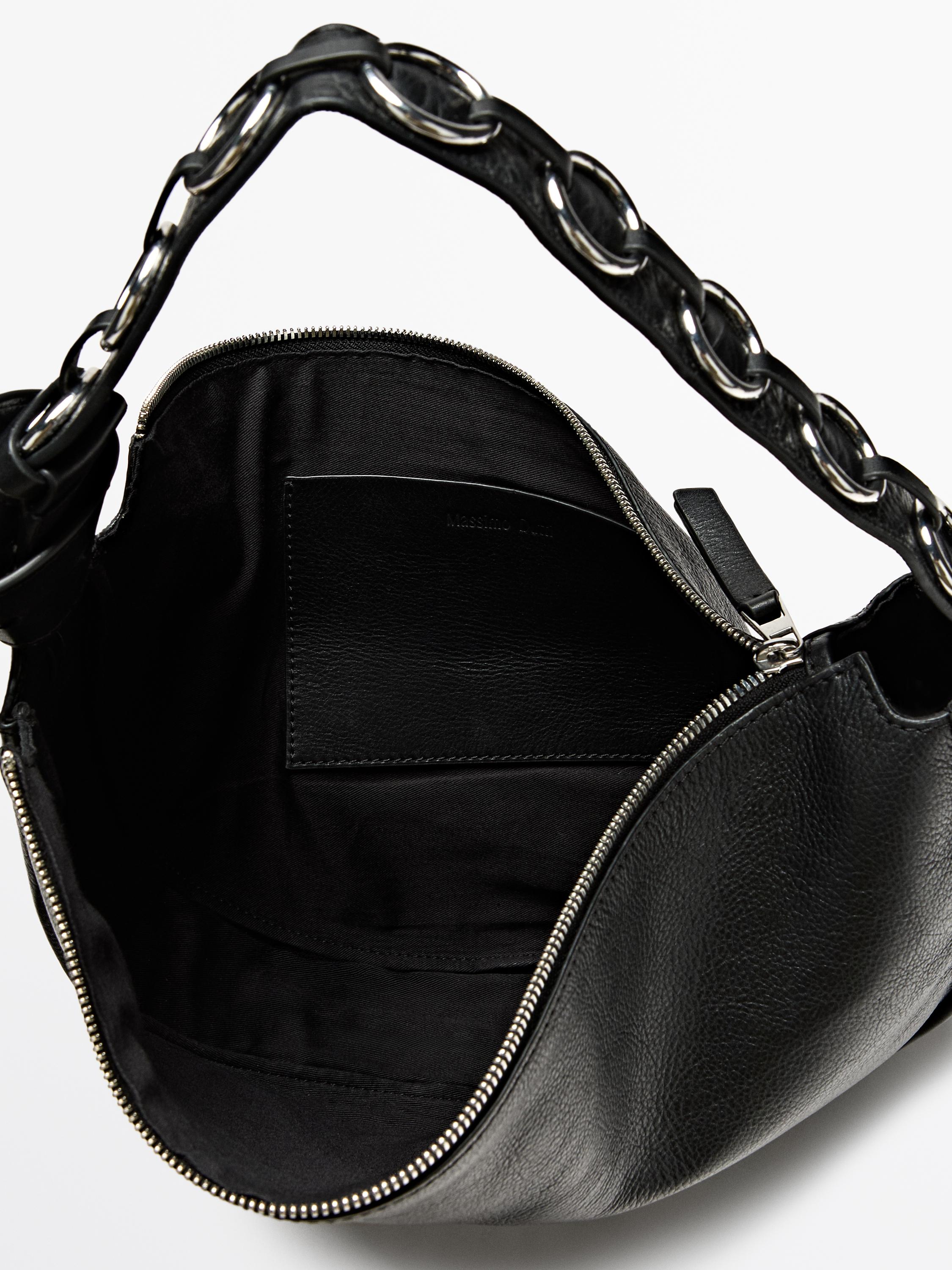 Nappa leather bag with eyelets